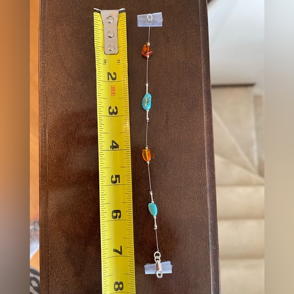 Turquoise and Amber bracelet. 7 1/2 inches long. Never worn. - Picture 3 of 3